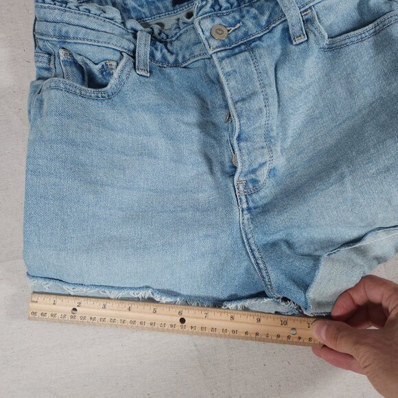 Hollister Mom Shorts W29 9 Ultra High Rise Paperbag Waist Button Fly Blue Denim - Picture 10 of 15